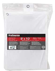 ProSource TW0810 Tarp, 10 ft L, 8 ft W, 10 mil Thick, Plastic, White