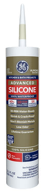 GE Advanced Silicone 2 2816707 Kitchen & Bath Sealant, Almond, 24 hr Curing, 10.1 fl-oz Cartridge, Pack of 12