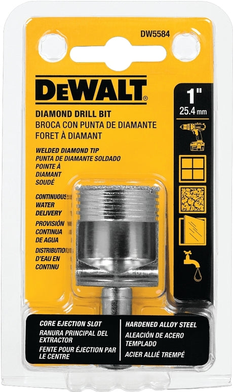 DEWALT DW5584 Drill Bit, 1 in Dia, 2-1/4 in OAL, Spiral Flute, 3/8 in Dia Shank, Round Shank