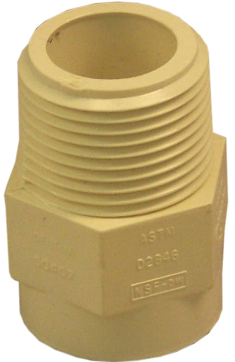 Nibco T00070D Pipe Adapter, 3/4 in, Slip x MIP, CPVC, SCH 40 Schedule