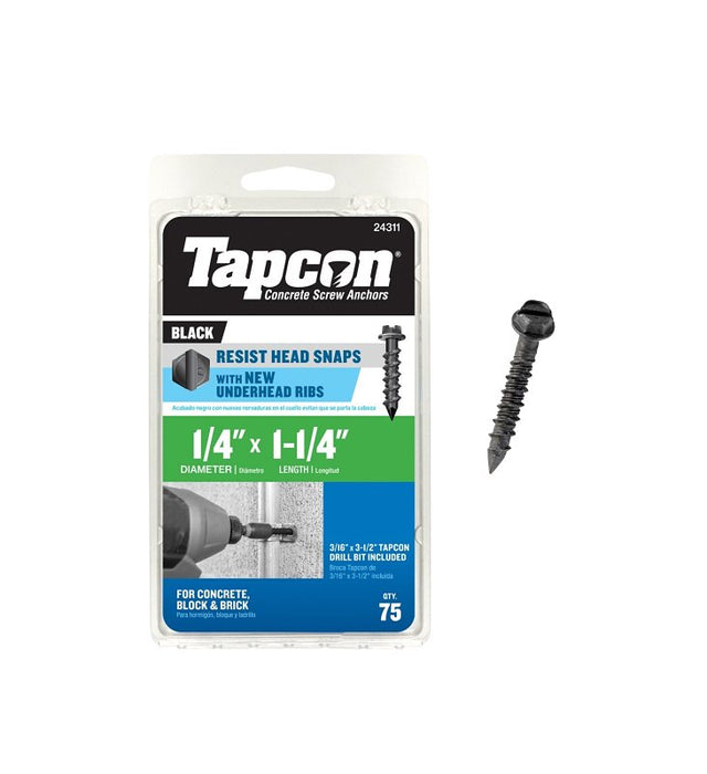 TAPCON 1/4X1-1/4 HEX HEAD BLAC