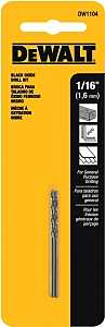 DEWALT DW1104 Jobber Drill Bit, 1/16 in Dia, 1-7/8 in OAL, Parabolic Flute, 1/16 in Dia Shank, Round Shank, Pack of 5