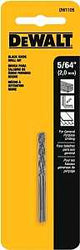 DEWALT DW1105 Jobber Drill Bit, 5/64 in Dia, 2 in OAL, Parabolic Flute, 5/64 in Dia Shank, Round Shank, Pack of 5