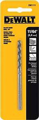 DEWALT DW1111 Jobber Drill Bit, 11/64 in Dia, 3-1/4 in OAL, Parabolic Flute, 11/64 in Dia Shank, Round Shank, Pack of 5