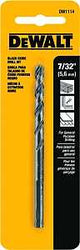 DEWALT DW1114 Jobber Drill Bit, 7/32 in Dia, 3-3/4 in OAL, Parabolic Flute, 7/32 in Dia Shank, Round Shank, Pack of 5