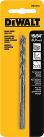 DEWALT DW1115 Jobber Drill Bit, 15/64 in Dia, 3-7/8 in OAL, Parabolic Flute, 15/64 in Dia Shank, Round Shank, Pack of 5