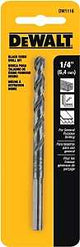 DEWALT DW1116 Jobber Drill Bit, 1/4 in Dia, 4 in OAL, Parabolic Flute, 1/4 in Dia Shank, Round Shank, Pack of 5