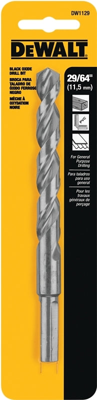 DEWALT DW1129 Jobber Drill Bit, 29/64 in Dia, 5-3/4 in OAL, Parabolic Flute, 29/64 in Dia Shank, Round Shank, Pack of 3