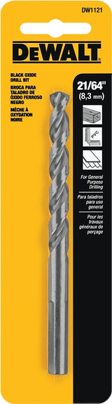 DEWALT DW1121 Jobber Drill Bit, 21/64 in Dia, 4-5/8 in OAL, Parabolic Flute, 21/64 in Dia Shank, Round Shank