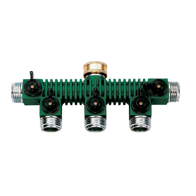 Orbit Irrigation Products 62019N Hose Faucet Manifold with Shut-Off Valve Swivel, Zinc