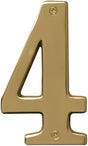 Hy-Ko Prestige Series BR-51PB/4 House Number, Character: 4, 5 in H Character, Brass Character, Brass, Pack of 3