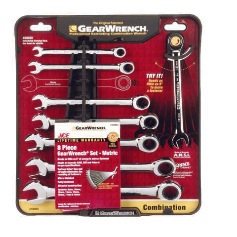 Ace Metric Gearwrench Set 9.3 in. L 8 pc