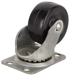 ProSource JC-H05 Swivel Caster, 2 in Dia Wheel, 1 in W Wheel, Rubber Wheel, Black, 125 lb, Steel Housing Material