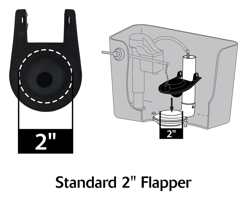 Korky 0054BP Toilet Flapper, Rubber, Black, For: 2 in Plastic Flush Valves, Pack of 12