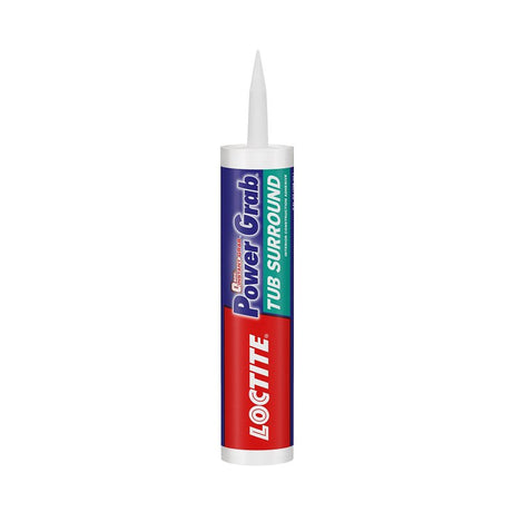 Loctite Power Grab 2546759 Tub Surround Adhesive, Solid, Mild Acrylic, White, 10 oz Cartridge, Pack of 12