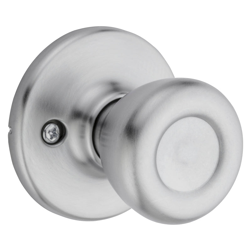 Kwikset 200T 26D CP RCL RCS Passage Knob, Metal, Satin Chrome, 2-3/8 to 2-3/4 in Backset, 1-3/8 to 1-3/4 in Thick Door