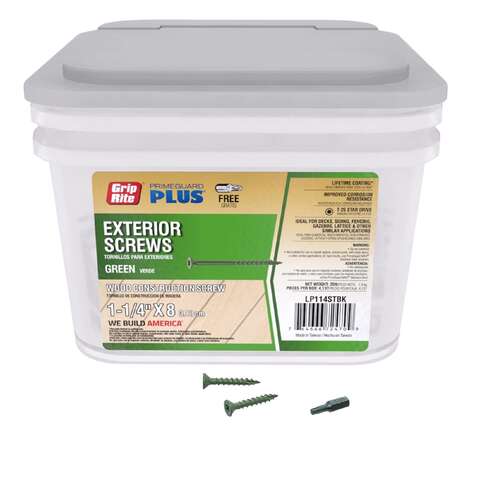 Grip-Rite PrimeGuard Plus No. 8 wire X 1.25 in. L Green Star Flat Head Deck Screws 25 lb