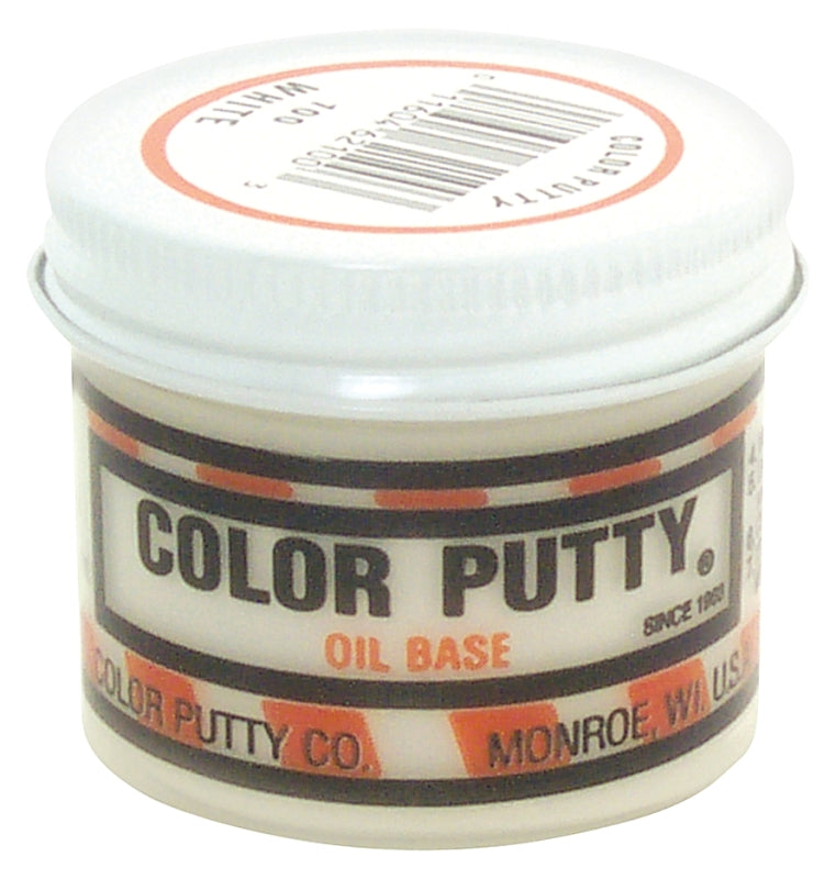 Color Putty 100 Wood Filler, Color Putty, Mild, White, 3.68 oz, Jar