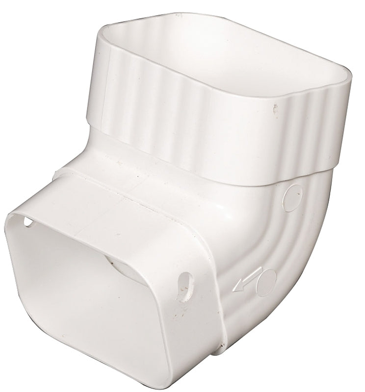 Amerimax M0627 Downspout Elbow, A-Style, Vinyl, White