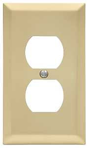 Amerelle 163DSB Receptacle Wallplate, 5 in L, 2-7/8 in W, 1 -Gang, Steel, Satin Brass, Screw Mounting, Pack of 4