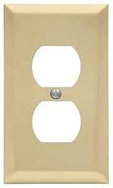 Amerelle 163DSB Receptacle Wallplate, 5 in L, 2-7/8 in W, 1 -Gang, Steel, Satin Brass, Screw Mounting, Pack of 4