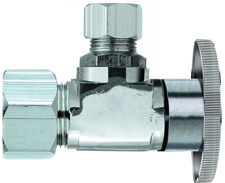 Plumb Pak PP20061LF Angle Shut-Off Valve, 5/8 x 3/8 in Connection, Compression, Quarter-Turn Actuator, Brass Body