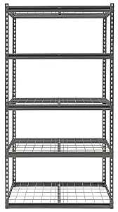 ProSource 310-ORG1505M Boltless Shelving Unit with Wire Decking, 5000 lb, 5-Shelf, 36 in OAW, 18 in OAD, 72 in OAH