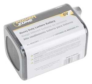 PowerZone 4R25 Heavy-Duty Lantern Battery, 6 V Battery, Zinc, Manganese Dioxide, and Zinc Chloride, Pack of 6