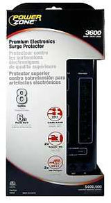 PowerZone OR503118 Surge Protector Power Strip, 125 V, 15 A, 8-Outlet, 3600 Joules Energy, Black