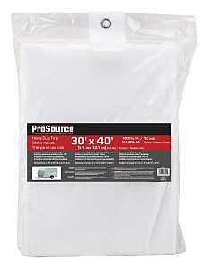 ProSource TW3040 Tarp, 40 ft L, 30 ft W, 10 mil Thick, Plastic, White