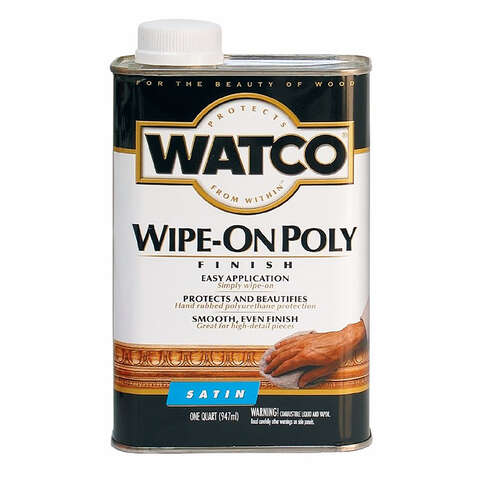 Watco Wipe On Poly Transparent Satin Clear Water-Based Urethane Modified Alkyd Polyurethane 1 qt, Pack of 6