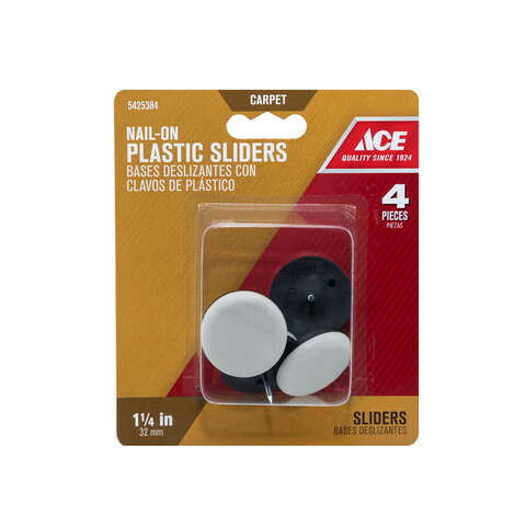 Ace White 1-1/4 in. Nail-On Plastic Sliders 4 pk