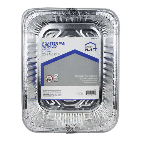 Home Plus Durable Foil 9-1/4 in. W X 11-3/4 in. L Roaster Pan Silver 2 pc, Pack of 12