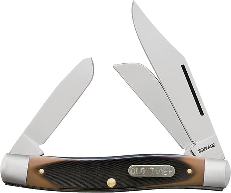 Old Timer 8OT Folding Pocket Knife, Clip Point, Sheep Foot and Spey with Nail Pull Blade, 6.9 in OAL, 3 in L Blade