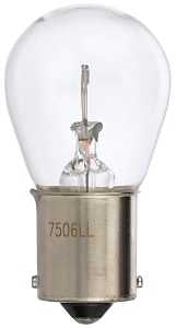 Peak 7506LL-BPP Miniature Automotive Bulb, 13.5 V, 25 W, Incandescent Lamp, Bayonet, Clear