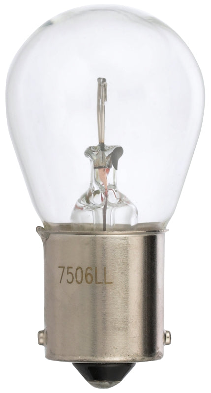 Peak 7506LL-BPP Miniature Automotive Bulb, 13.5 V, 25 W, Incandescent Lamp, Bayonet, Clear