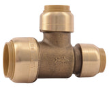 SharkBite U454LFA Pipe Tee, 3/4 x 1/2 x 1/2 in, Push-Fit, DZR Brass, 200 psi Pressure