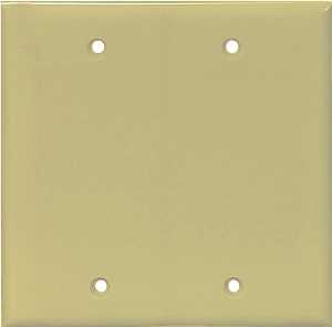 Eaton Cooper Wiring PJ23V Wallplate, 4.95 in L, 4.88 in W, 2 -Gang, Polycarbonate, Ivory, High-Gloss