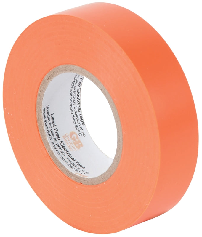 Gardner Bender GTO-667P Electrical Tape, 66 ft L, 3/4 in W, PVC Backing, Orange