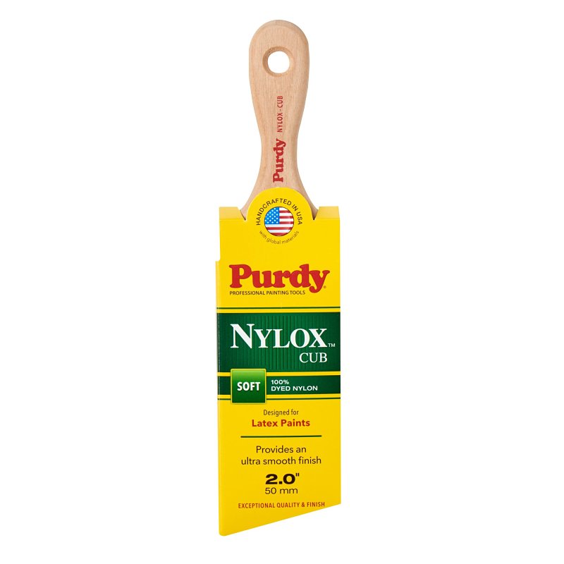 Purdy Nylox Cub 144153220 Paint Brush, 2 in W, Nylon Bristle, Ergonomic, Short Handle