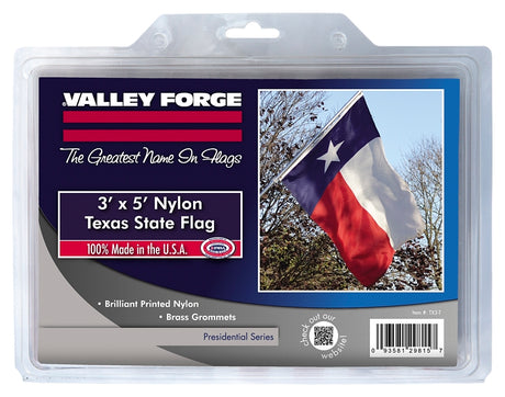 Valley Forge TX3 Texas Flag, 3 ft W, 5 ft H, Nylon