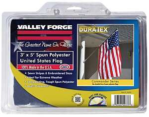 Valley Forge USDT3 USA Flag, 3 ft W, 5 ft H, Spun Polyester