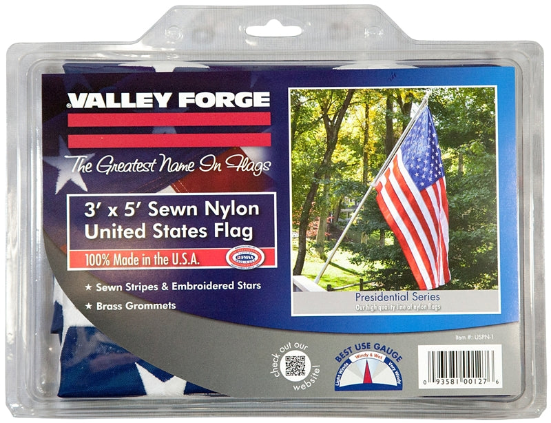 Valley Forge US5PN USA Flag, 5 ft W, 8 ft H, Nylon