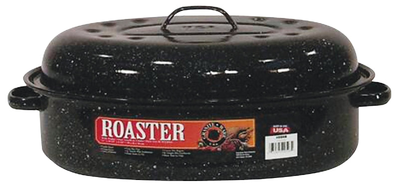 Granite Ware F0508-2 Roaster, 10 lb Capacity, Porcelain/Steel, Black, Dark Enamel, 15 in L, 10 in W, 6-1/4 in H, Pack of 2