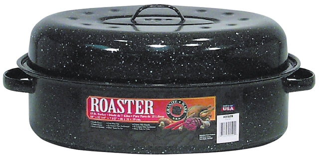 Granite Ware F0509-2 Roaster, 15 lb Capacity, Porcelain/Steel, Black, Dark Enamel, 18 in L, 12-1/4 in W, 7-1/2 in H, Pack of 2