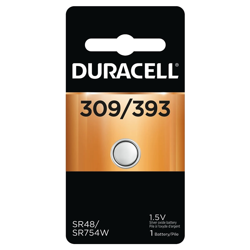 Duracell D309/393BPK Button Cell Battery, 1.55 V Battery, 70 mAh, 309/393 Battery, Silver Oxide