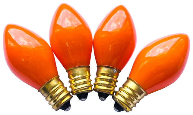 Hometown Holidays 16250 Light Bulb, 5 W, Candelabra Lamp Base, Incandescent Lamp, Ceramic Orange Light, Pack of 25