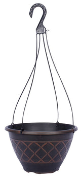 Southern Patio HDR-054825 Hanging Basket Planter, 12 in H, Resin, Brown