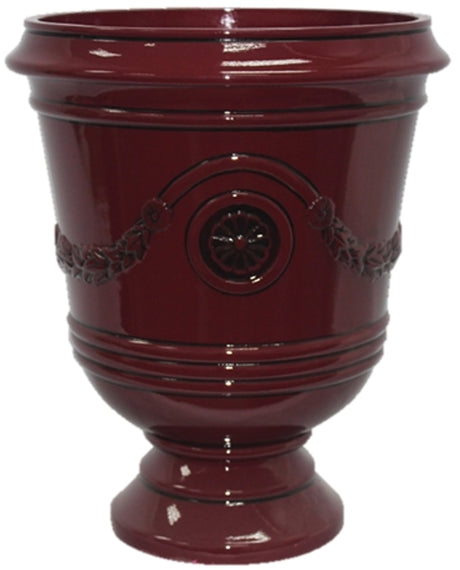 Southern Patio CMX-047025 Porter Urn, 18 in H, 15-1/2 in W, 15-1/2 in D, Ceramic/Resin Composite, Oxblood, Gloss