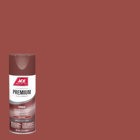 Ace Premium Smooth Red Oxide Paint + Primer Enamel Spray 12 oz, Pack of 6